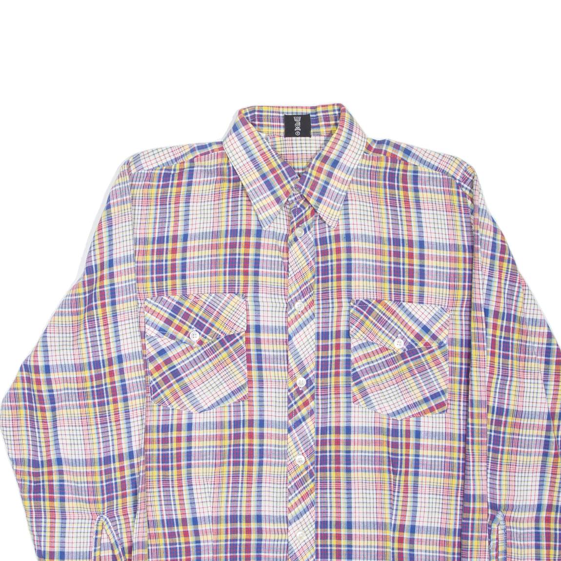 COTTON Mens Shirt Red Check Long Sleeve M
