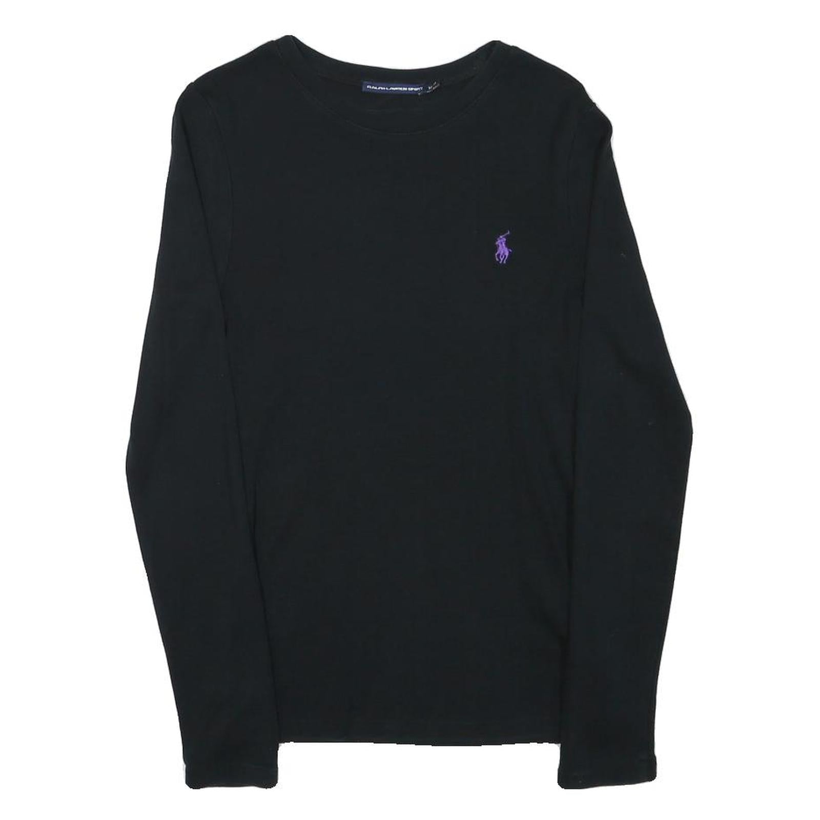 RALPH LAUREN SPORT Womens Black Long Sleeve Crew Neck T-Shirt M Cotton Blend