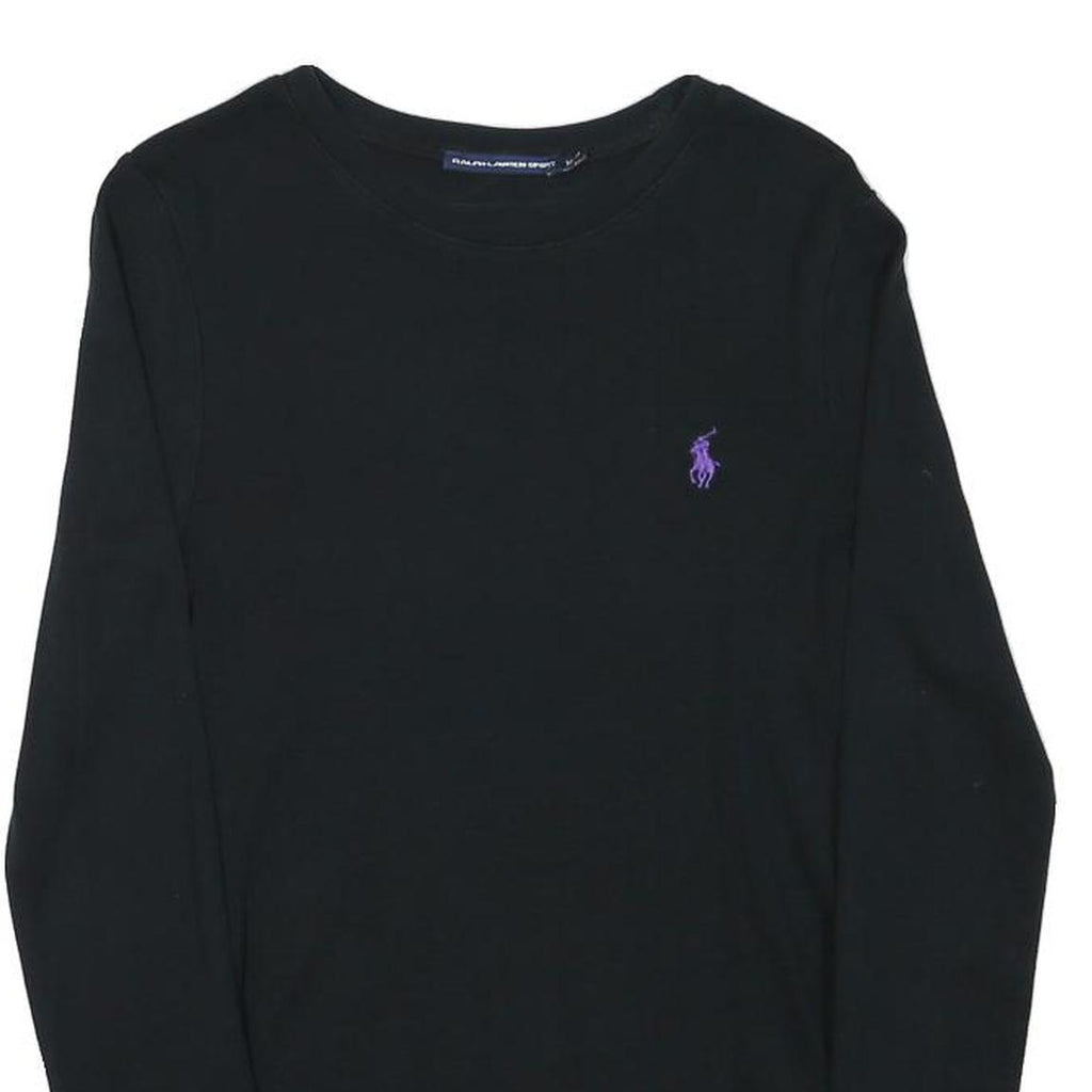RALPH LAUREN SPORT Womens Black Long Sleeve Crew Neck T-Shirt M Cotton Blend