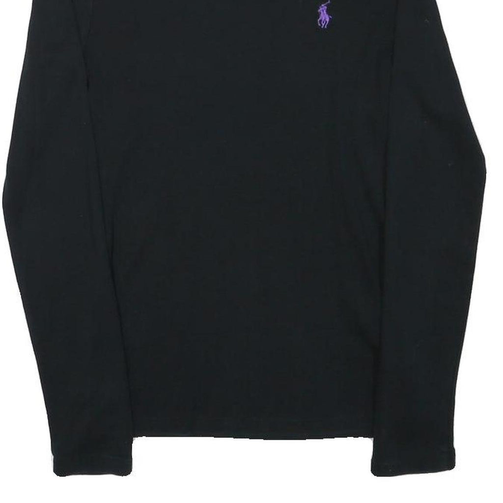RALPH LAUREN SPORT Womens Black Long Sleeve Crew Neck T-Shirt M Cotton Blend
