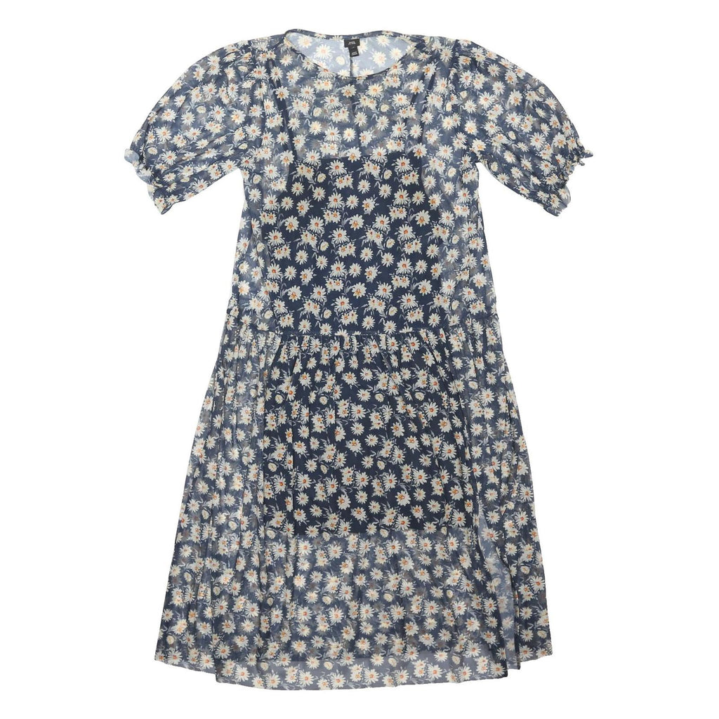 RIVER ISLAND Womens Blue Dress Polyester Blend Floral Short Sleeve Midi UK 14