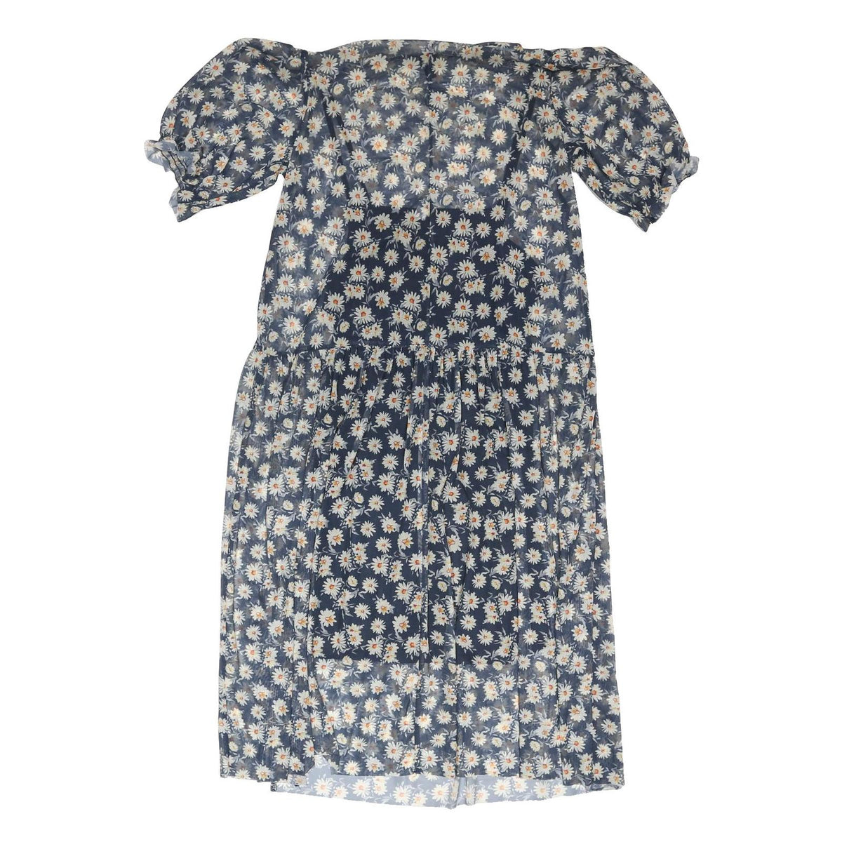 RIVER ISLAND Womens Blue Dress Polyester Blend Floral Short Sleeve Midi UK 14