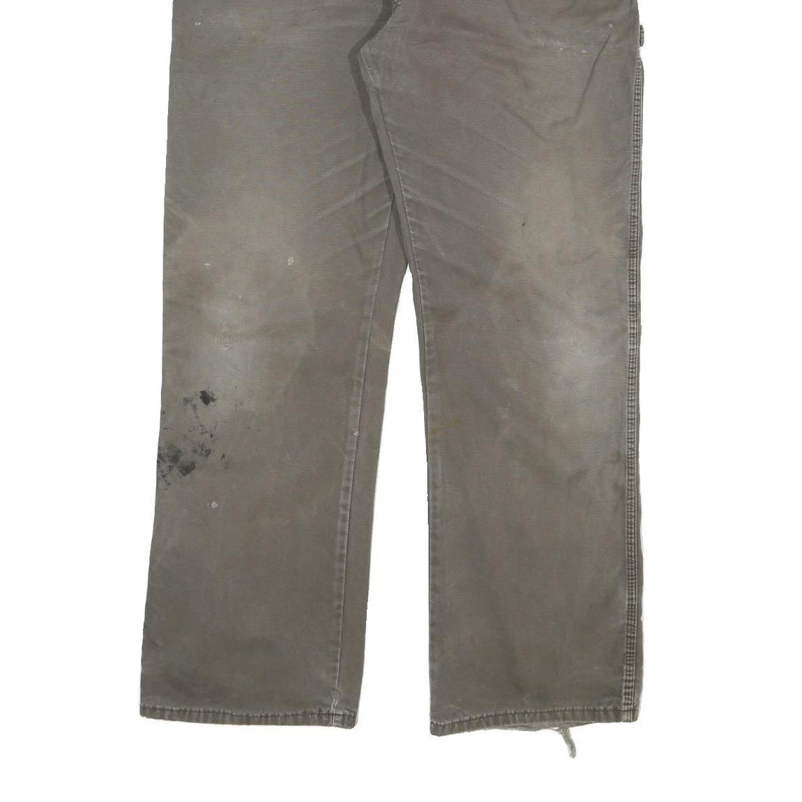 DICKIES Mens Cotton Blend Grey Regular Straight Trousers W38 L32 Workwear Zip