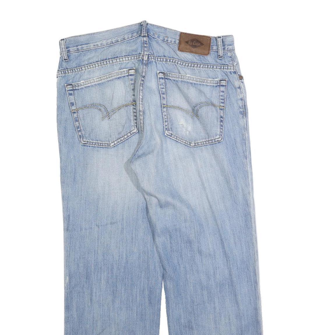 LEE COOPER Mens Regular Fit Blue Denim Light Wash Jeans W34 L29 Zip Closure