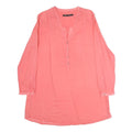ZARA Womens Coral Pink Basic Long Sleeve V-Neck Plain Top L Lightweight