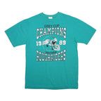 WAVES Mens Teal Green Grey Cup Champions Graphic T-Shirt M Short Sleeve Crew