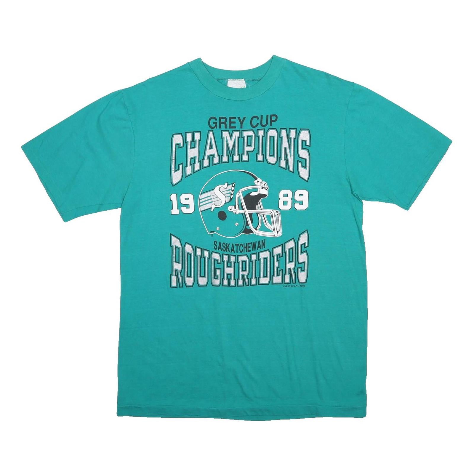 WAVES Mens Teal Green Grey Cup Champions Graphic T-Shirt M Short Sleeve Crew