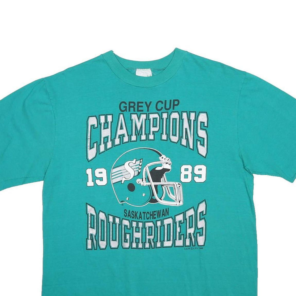 WAVES Mens Teal Green Grey Cup Champions Graphic T-Shirt M Short Sleeve Crew