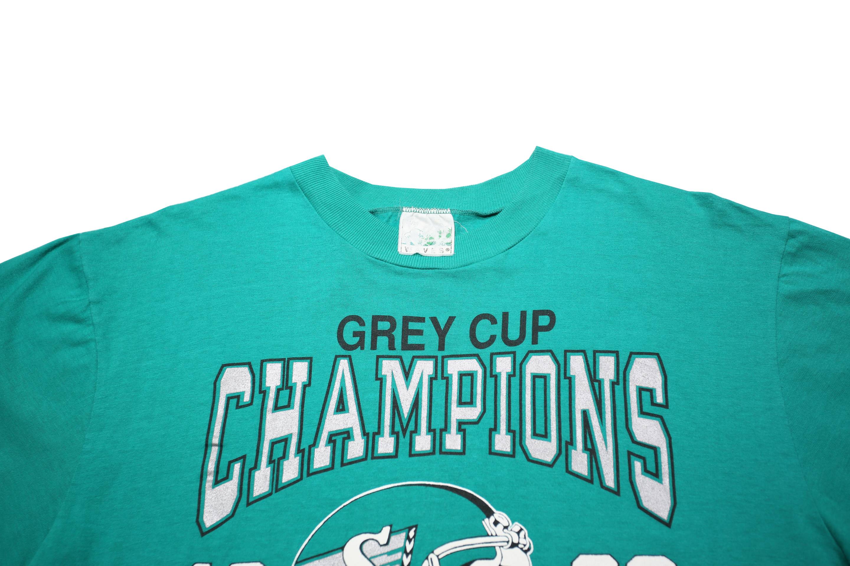 WAVES Mens Teal Green Grey Cup Champions Graphic T-Shirt M Short Sleeve Crew