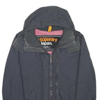 SUPERDRY Womens Navy Blue Softshell Jacket L Polyester Zip Hooded Casual