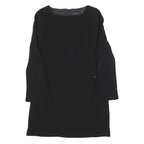 TRUSSARDI Womens Black Shift Dress Polyester Blend Long Sleeve M Elegant