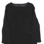 TRUSSARDI Womens Black Shift Dress Polyester Blend Long Sleeve M Elegant