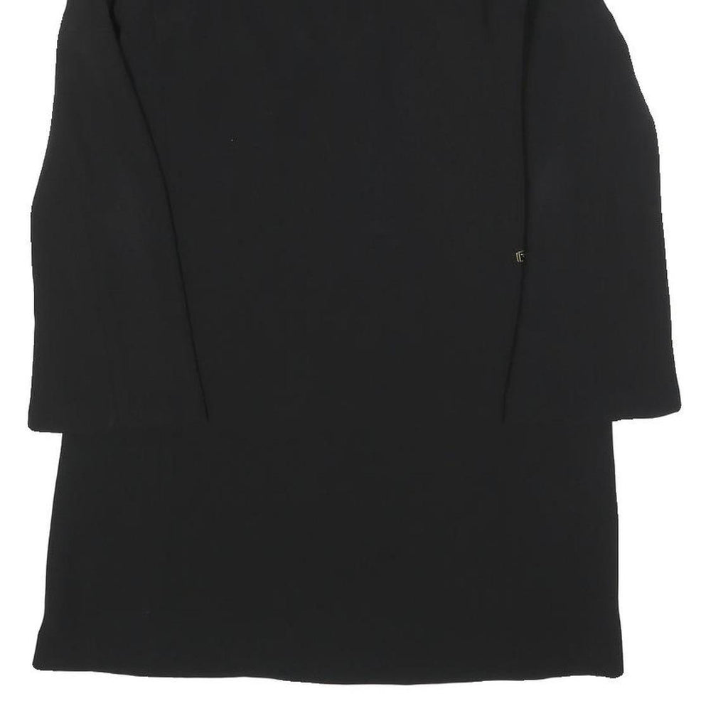 TRUSSARDI Womens Black Shift Dress Polyester Blend Long Sleeve M Elegant