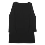 TRUSSARDI Womens Black Shift Dress Polyester Blend Long Sleeve M Elegant