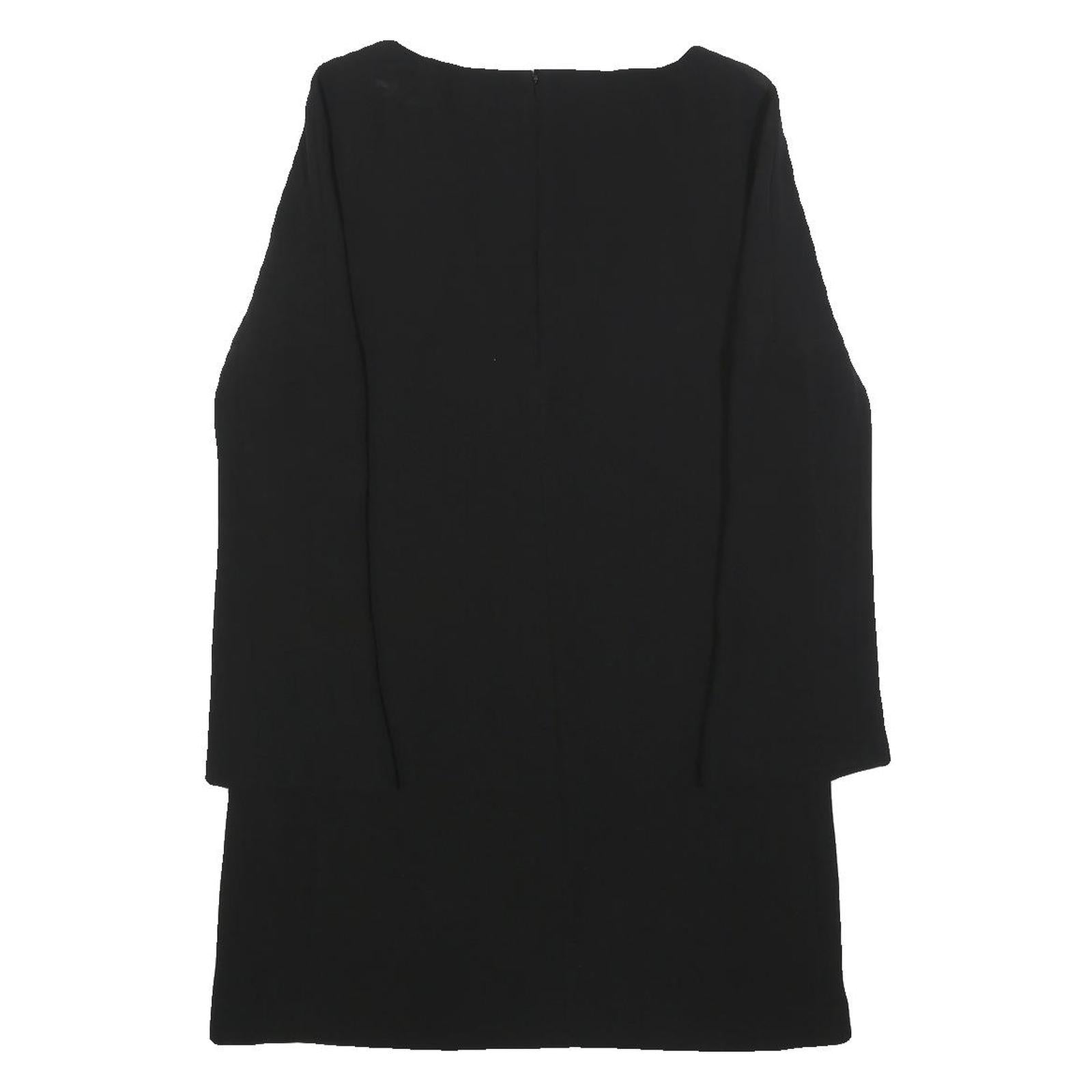 TRUSSARDI Womens Black Shift Dress Polyester Blend Long Sleeve M Elegant