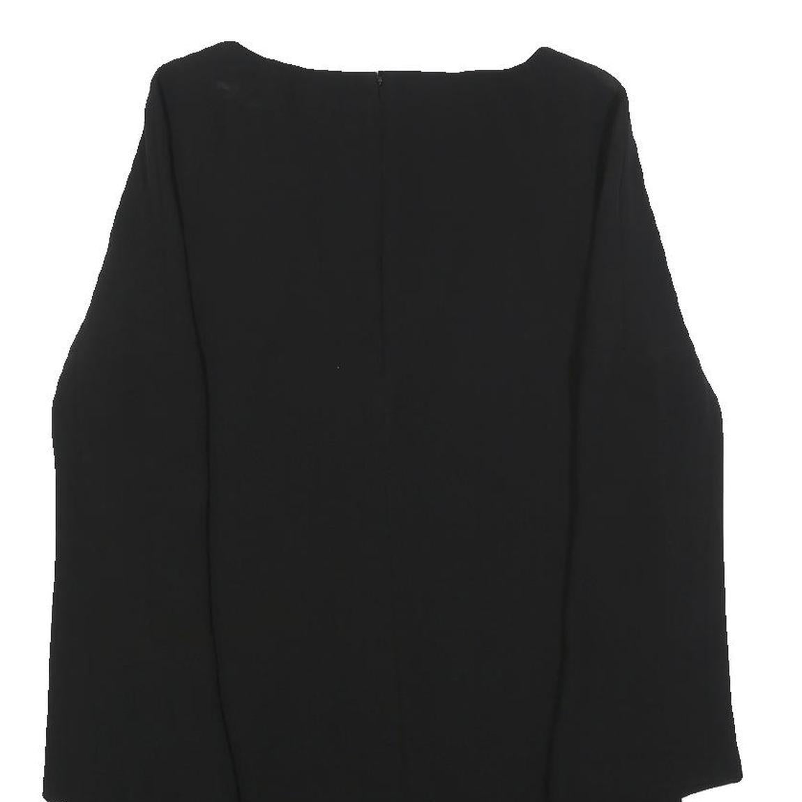 TRUSSARDI Womens Black Shift Dress Polyester Blend Long Sleeve M Elegant