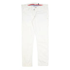 WOOLRICH Womens Slim White Cotton Blend Zip Trousers W34 L30 Stylish Casual