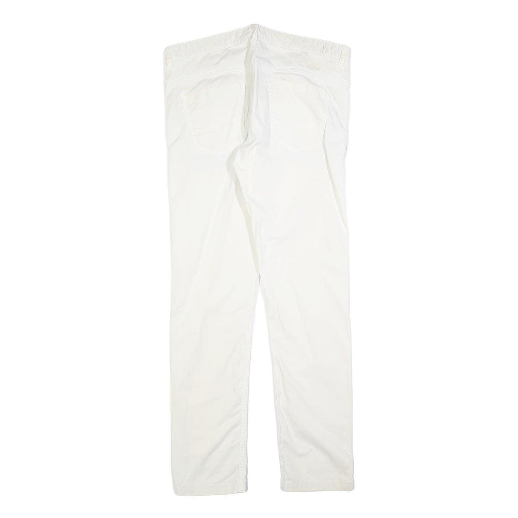 WOOLRICH Womens Slim White Cotton Blend Zip Trousers W34 L30 Stylish Casual