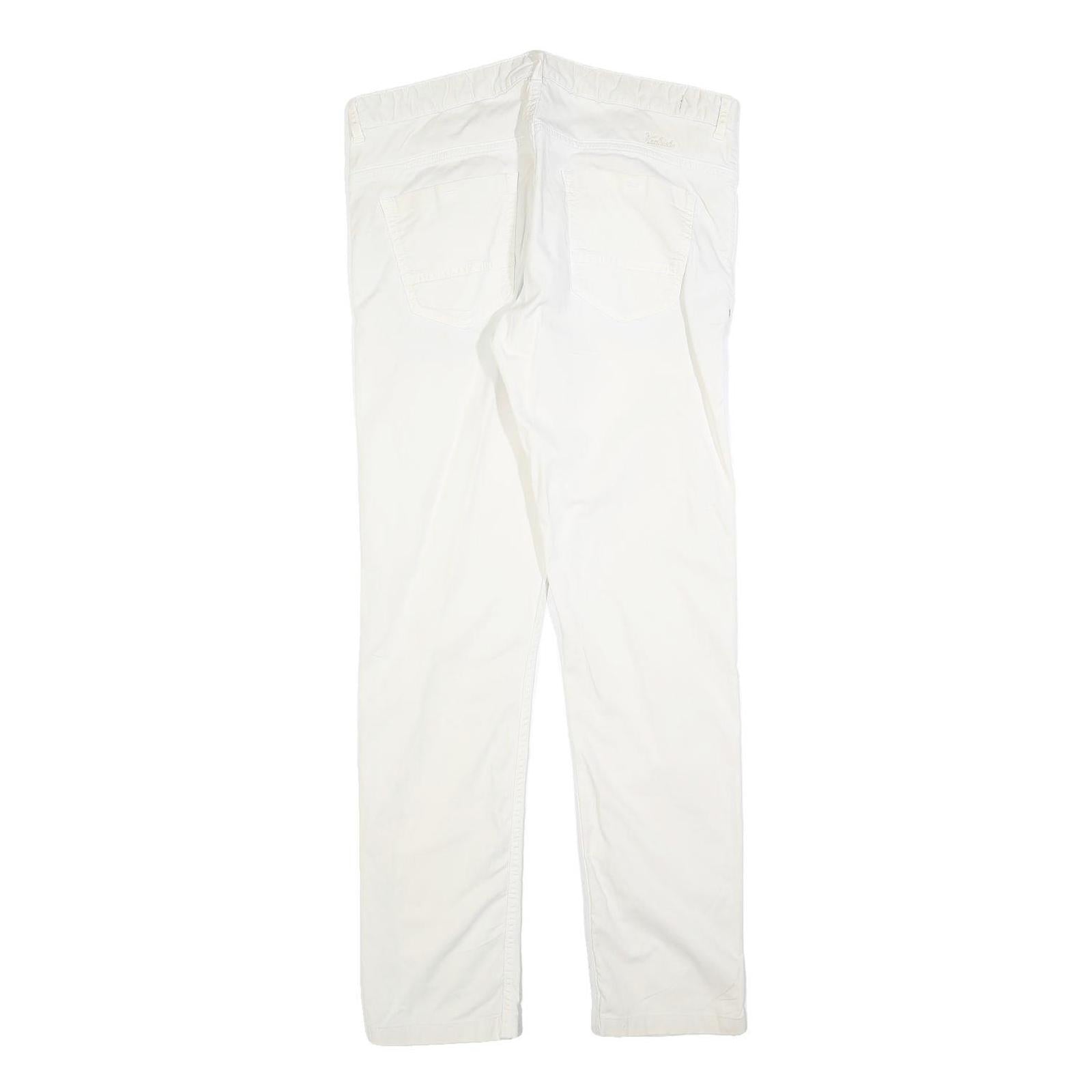 WOOLRICH Womens Slim White Cotton Blend Zip Trousers W34 L30 Stylish Casual