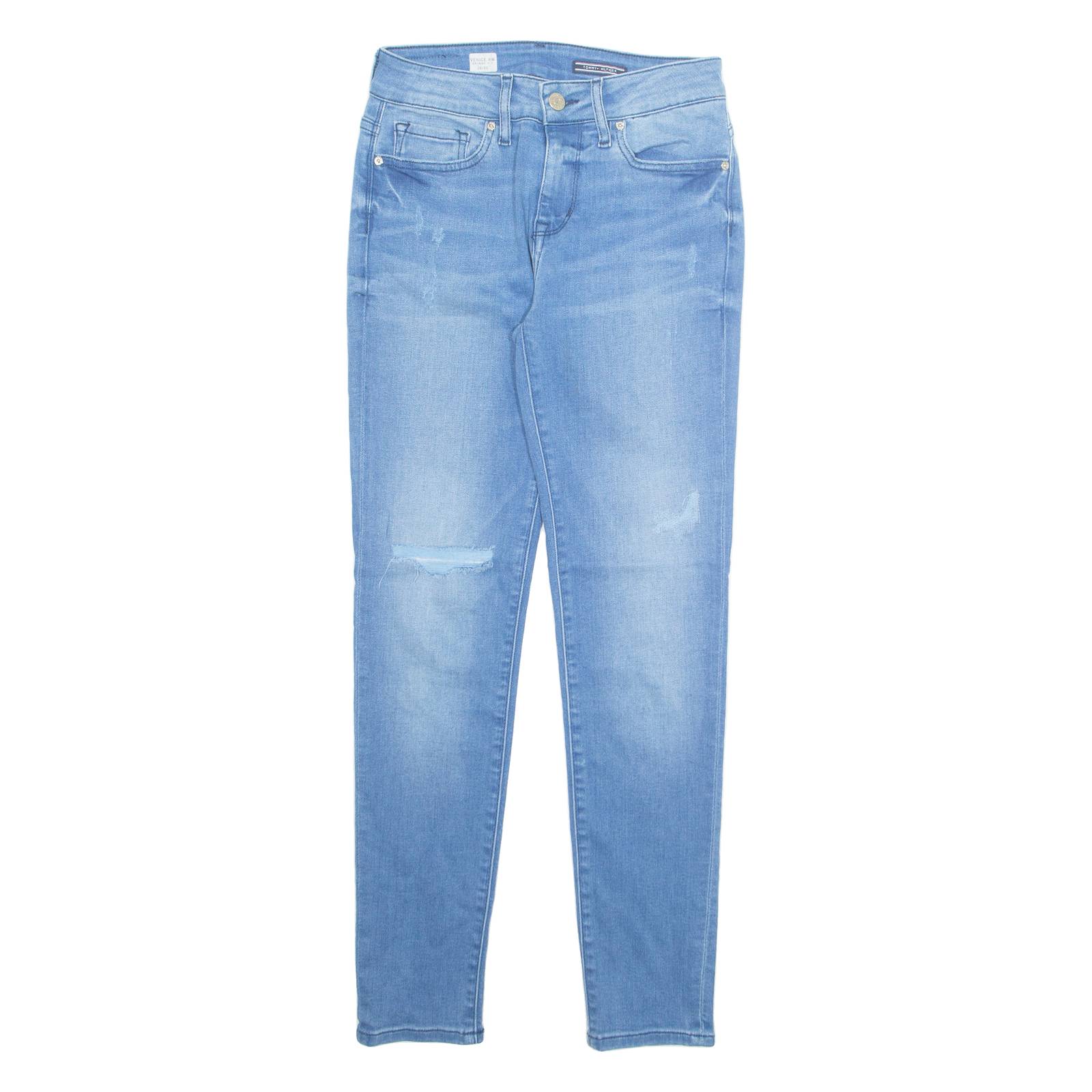 TOMMY HILFIGER Womens Jeans Blue Regular Skinny Stone Wash W26 L30