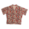 Womens Red Paisley Printed Button Shirt Short Sleeve V-Neck L Polyester Blend