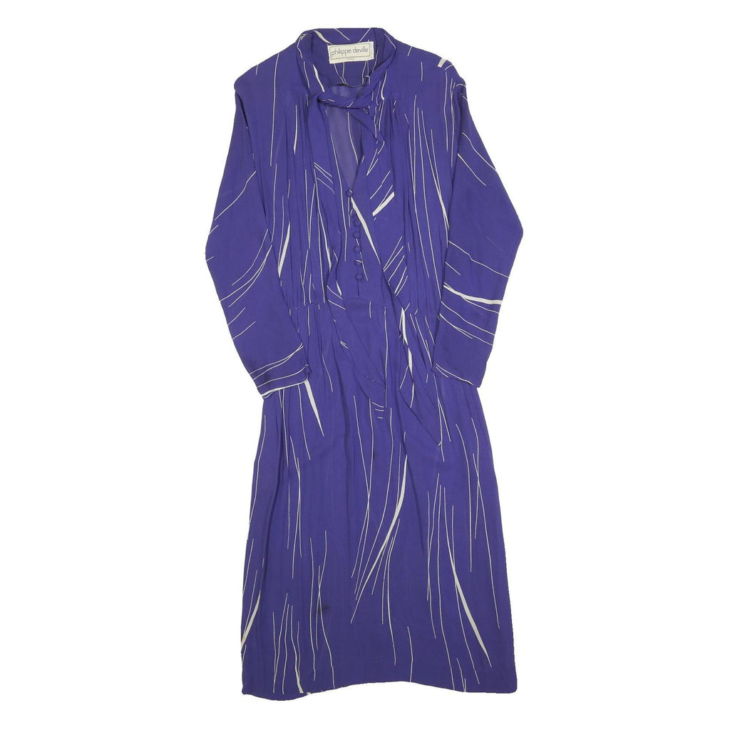 PHILIPPE DEVILLE Womens Purple & White Day Dress Polyester Striped Long Sleeve