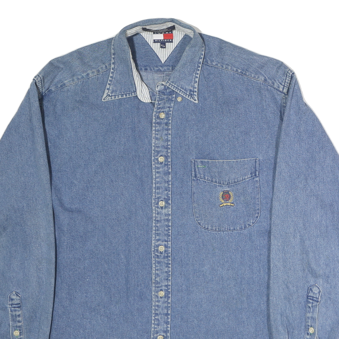 TOMMY HILFIGER Mens Blue Denim Shirt M Cotton Long Sleeve Button Casual