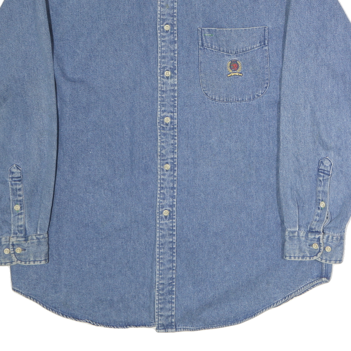 TOMMY HILFIGER Mens Blue Denim Shirt M Cotton Long Sleeve Button Casual