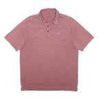 UNDER ARMOUR Mens Red & Burgundy Striped Short Sleeve Polo Shirt L Performance