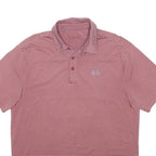 UNDER ARMOUR Mens Red & Burgundy Striped Short Sleeve Polo Shirt L Performance