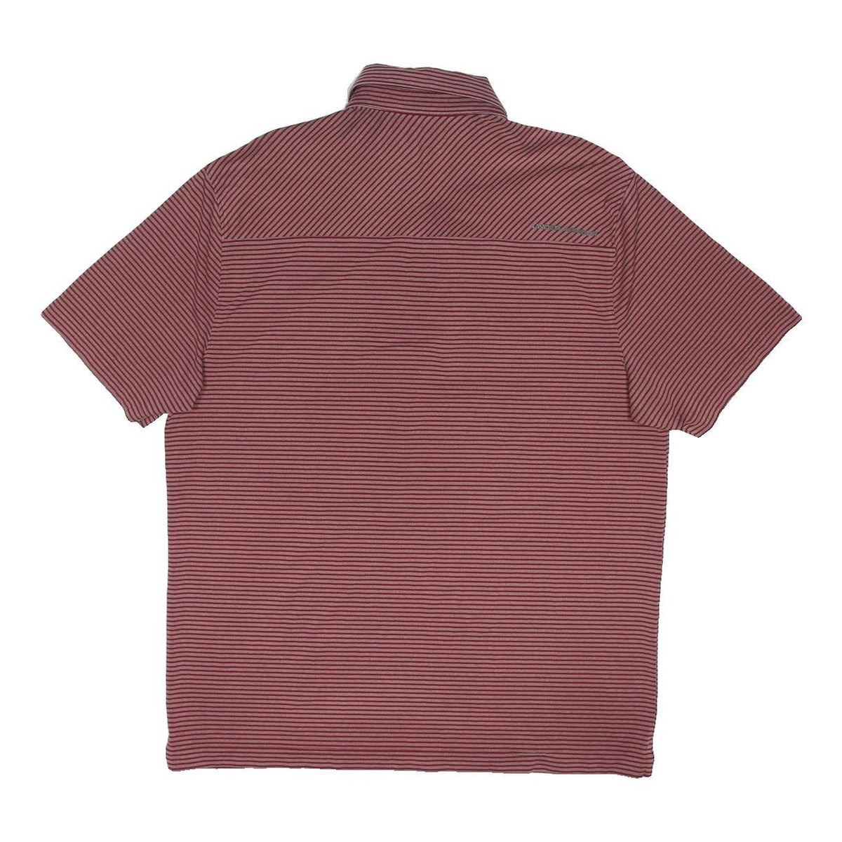 UNDER ARMOUR Mens Red & Burgundy Striped Short Sleeve Polo Shirt L Performance