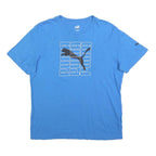 PUMA Mens Blue Graphic T-Shirt M Short Sleeve Crew Neck Cotton Blend