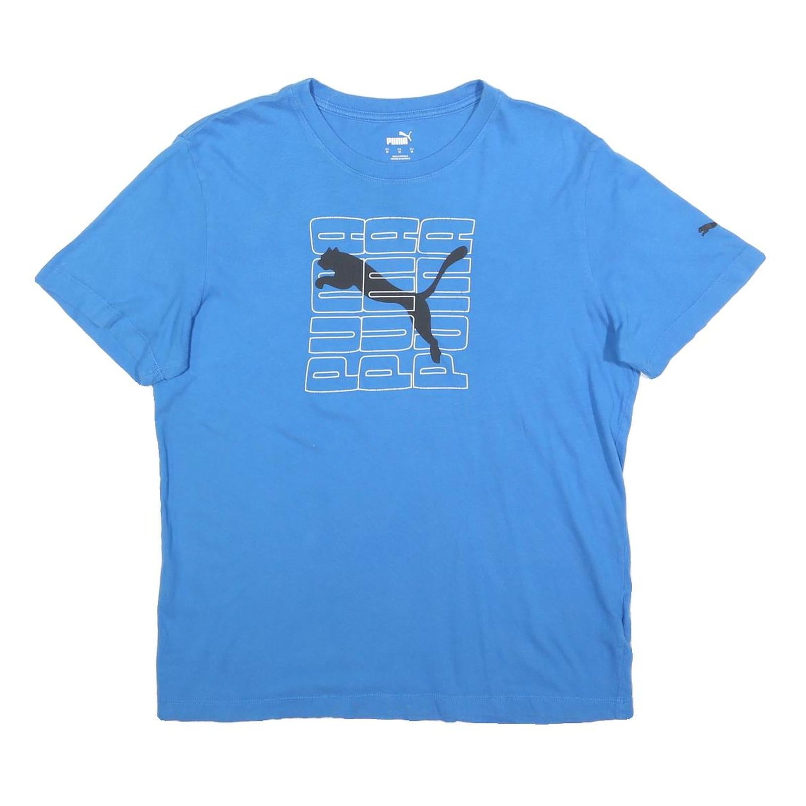 PUMA Mens Blue Graphic T-Shirt M Short Sleeve Crew Neck Cotton Blend