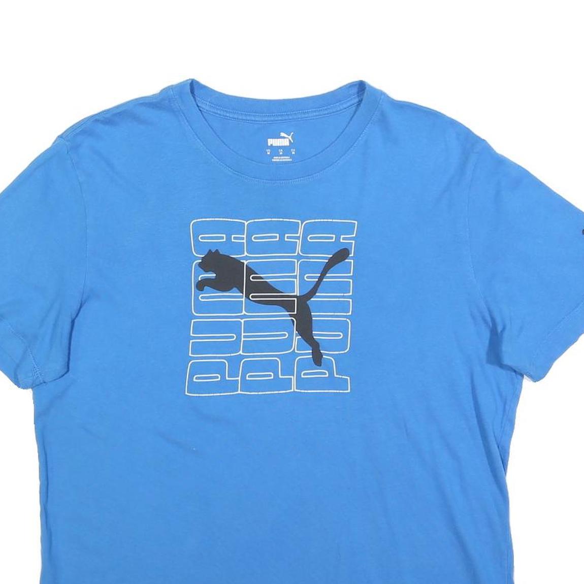 PUMA Mens Blue Graphic T-Shirt M Short Sleeve Crew Neck Cotton Blend