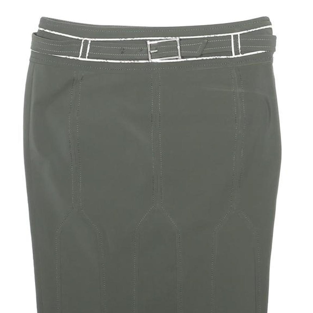 KAREN MILLEN Womens Grey Pencil Knee Length Skirt Polyester Blend Belted UK 8