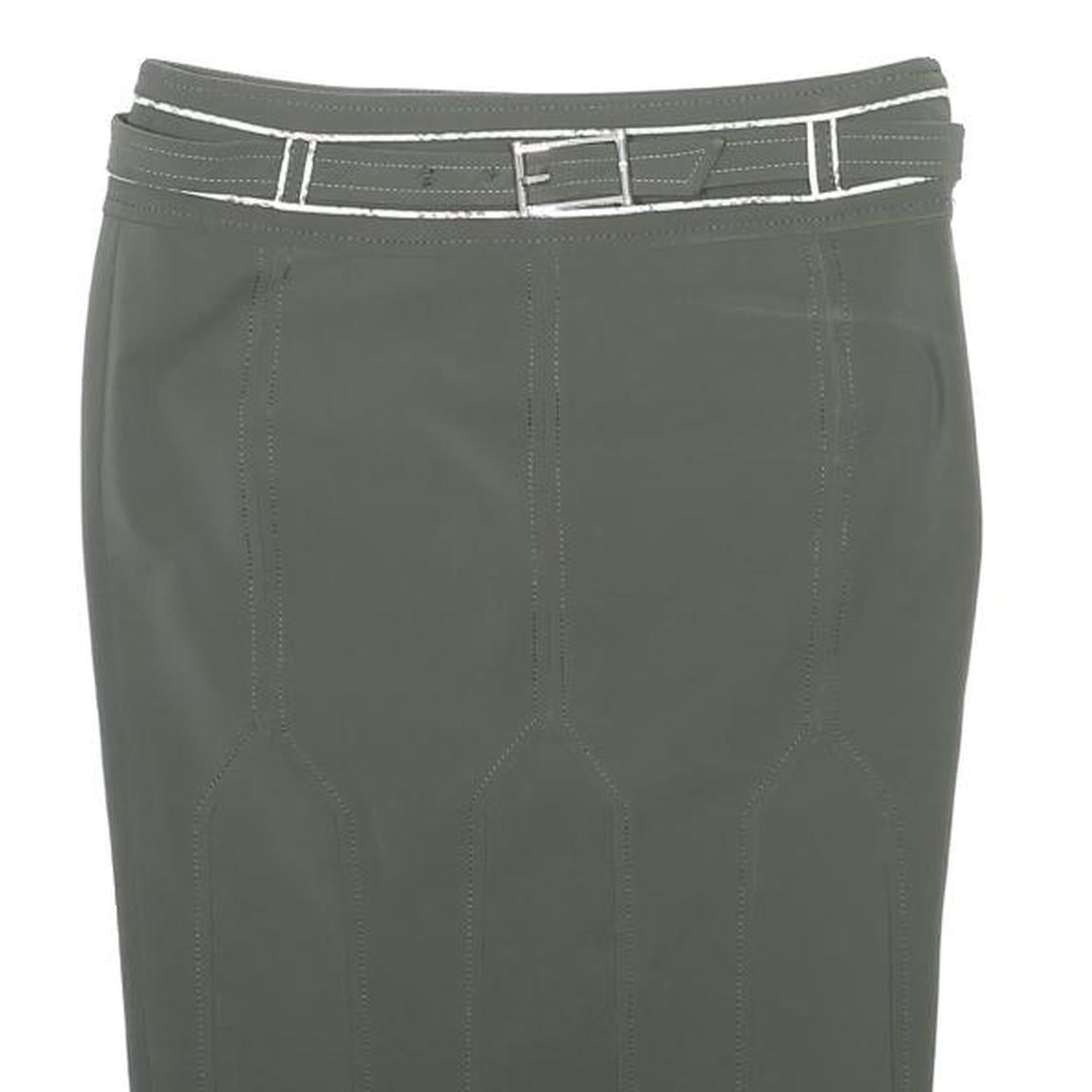 KAREN MILLEN Womens Grey Pencil Knee Length Skirt Polyester Blend Belted UK 8