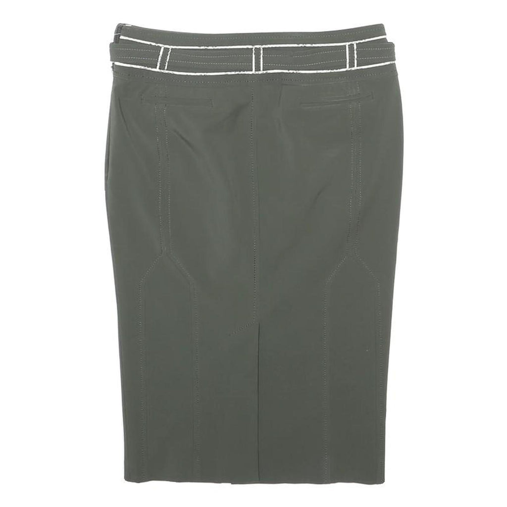 KAREN MILLEN Womens Grey Pencil Knee Length Skirt Polyester Blend Belted UK 8