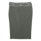KAREN MILLEN Womens Grey Pencil Knee Length Skirt Polyester Blend Belted UK 8