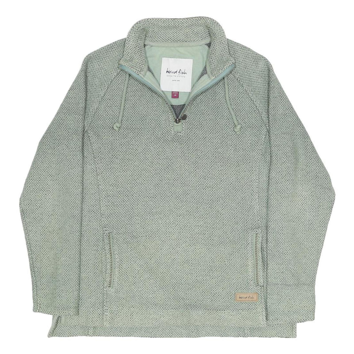 WEIRD FISH Womens Green Cotton Blend Plain Pullover Jumper Size UK 16 Casual