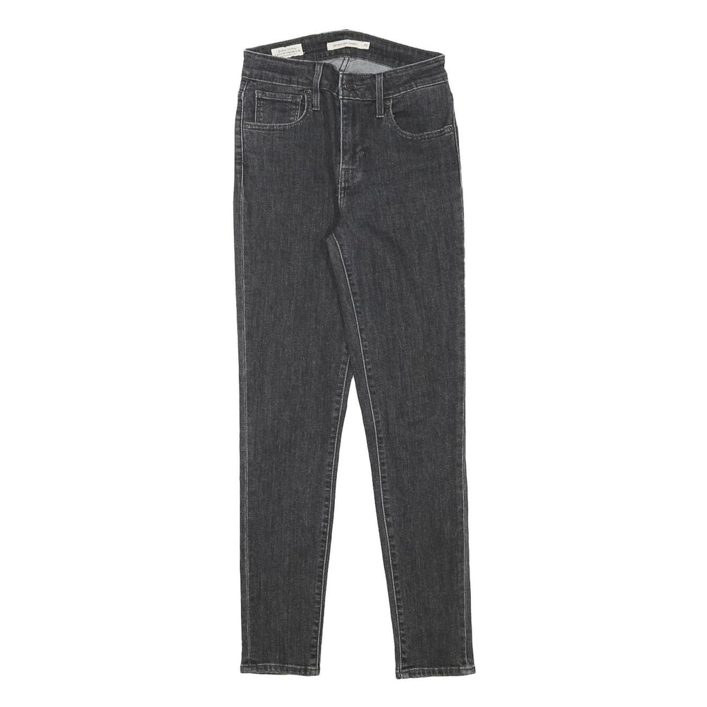 LEVI'S 721 Womens Jeans Black Slim Skinny Denim Medium W23 L27 Zip Closure