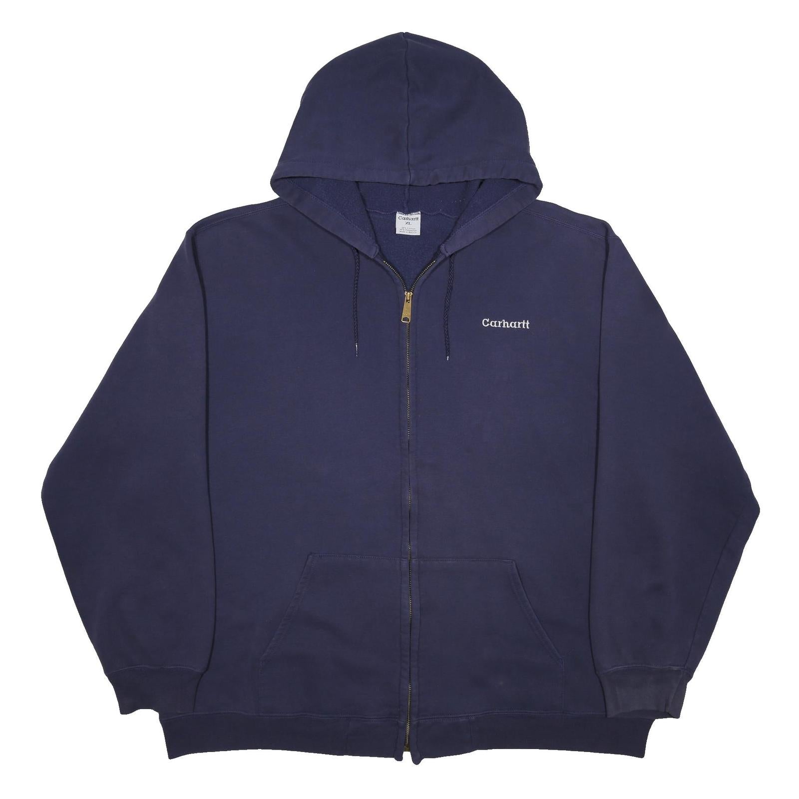 CARHARTT Mens Navy Blue Zip Up Hoodie XL Casual Workwear Zip Jacket