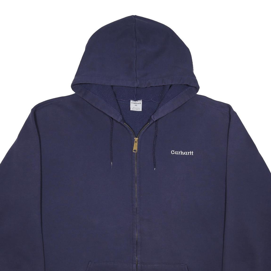 CARHARTT Mens Navy Blue Zip Up Hoodie XL Casual Workwear Zip Jacket