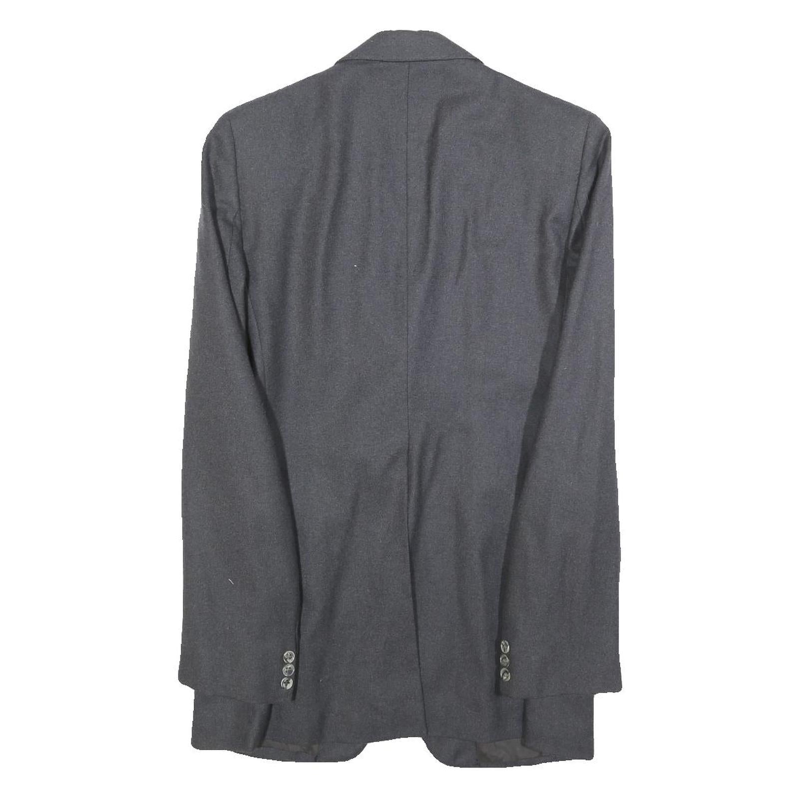 Mens Grey Wool Classic Jacket XS Button Plain Stylish Formal Outerwear