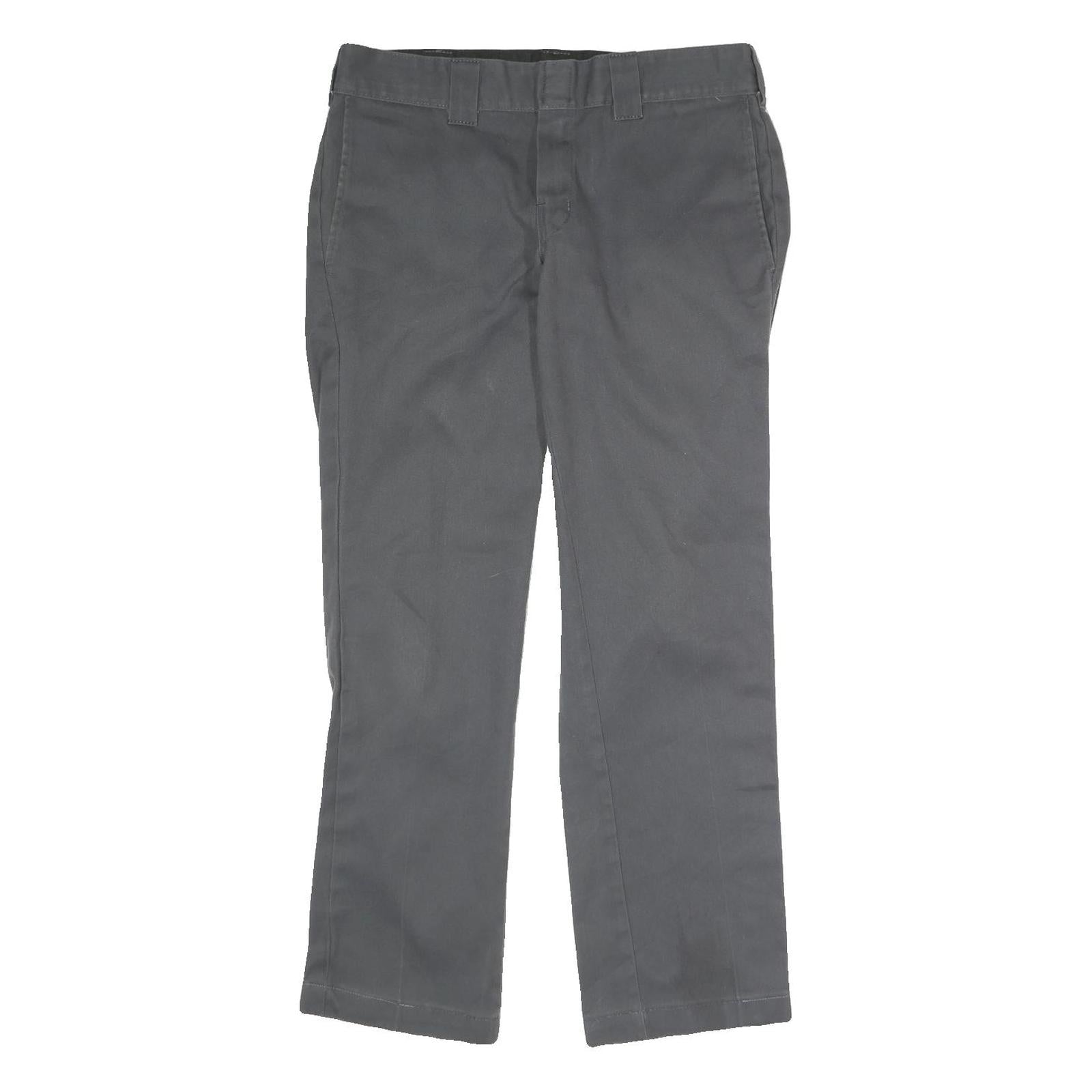 DICKIES Mens Polyester Blend Charcoal Slim Straight Trousers W32 L30 Workwear