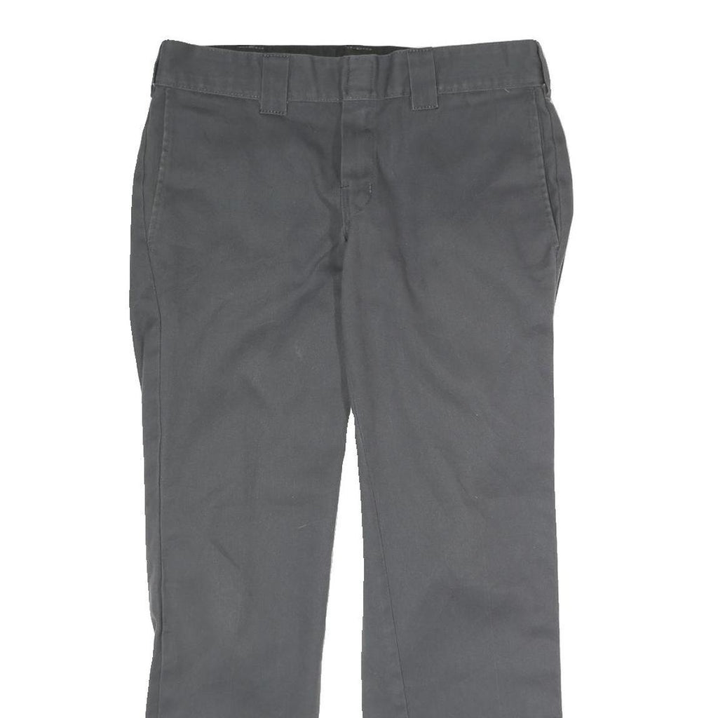 DICKIES Mens Polyester Blend Charcoal Slim Straight Trousers W32 L30 Workwear