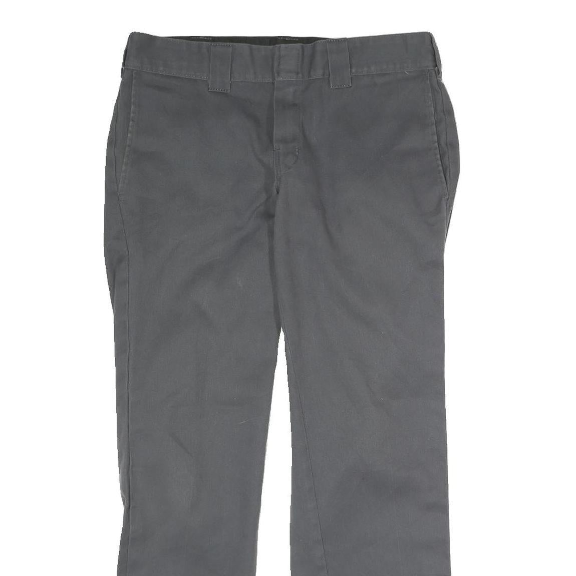DICKIES Mens Polyester Blend Charcoal Slim Straight Trousers W32 L30 Workwear