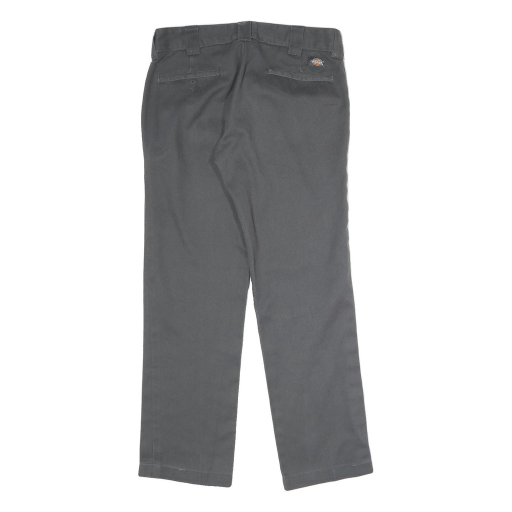 DICKIES Mens Polyester Blend Charcoal Slim Straight Trousers W32 L30 Workwear