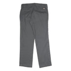 DICKIES Mens Polyester Blend Charcoal Slim Straight Trousers W32 L30 Workwear