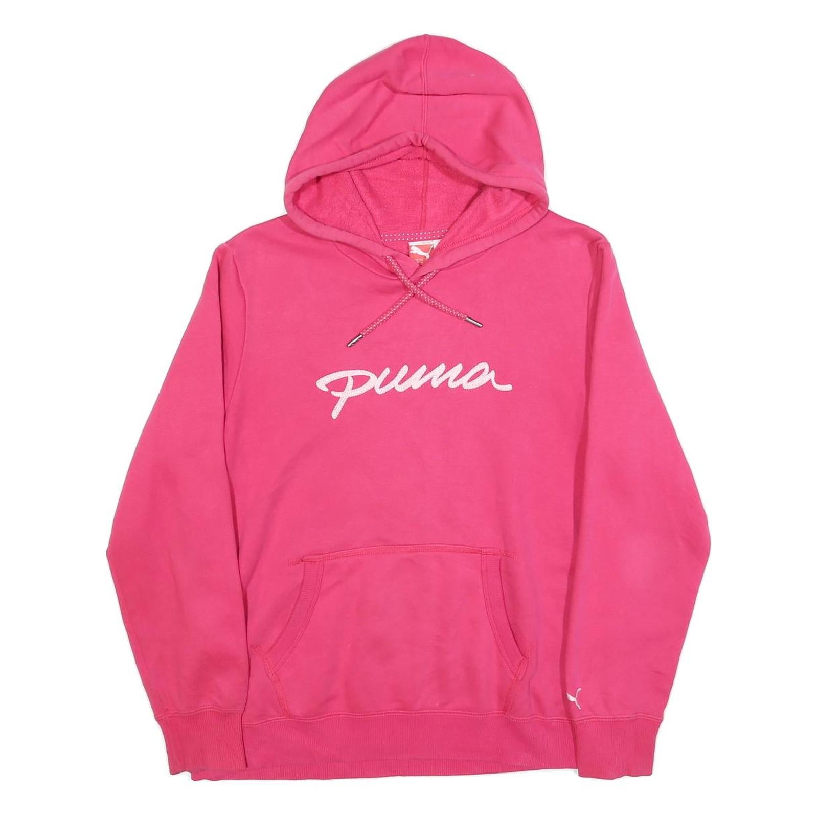 PUMA Womens Pink Hoodie UK 16 Cotton Blend Pullover Casual Sweatshirt