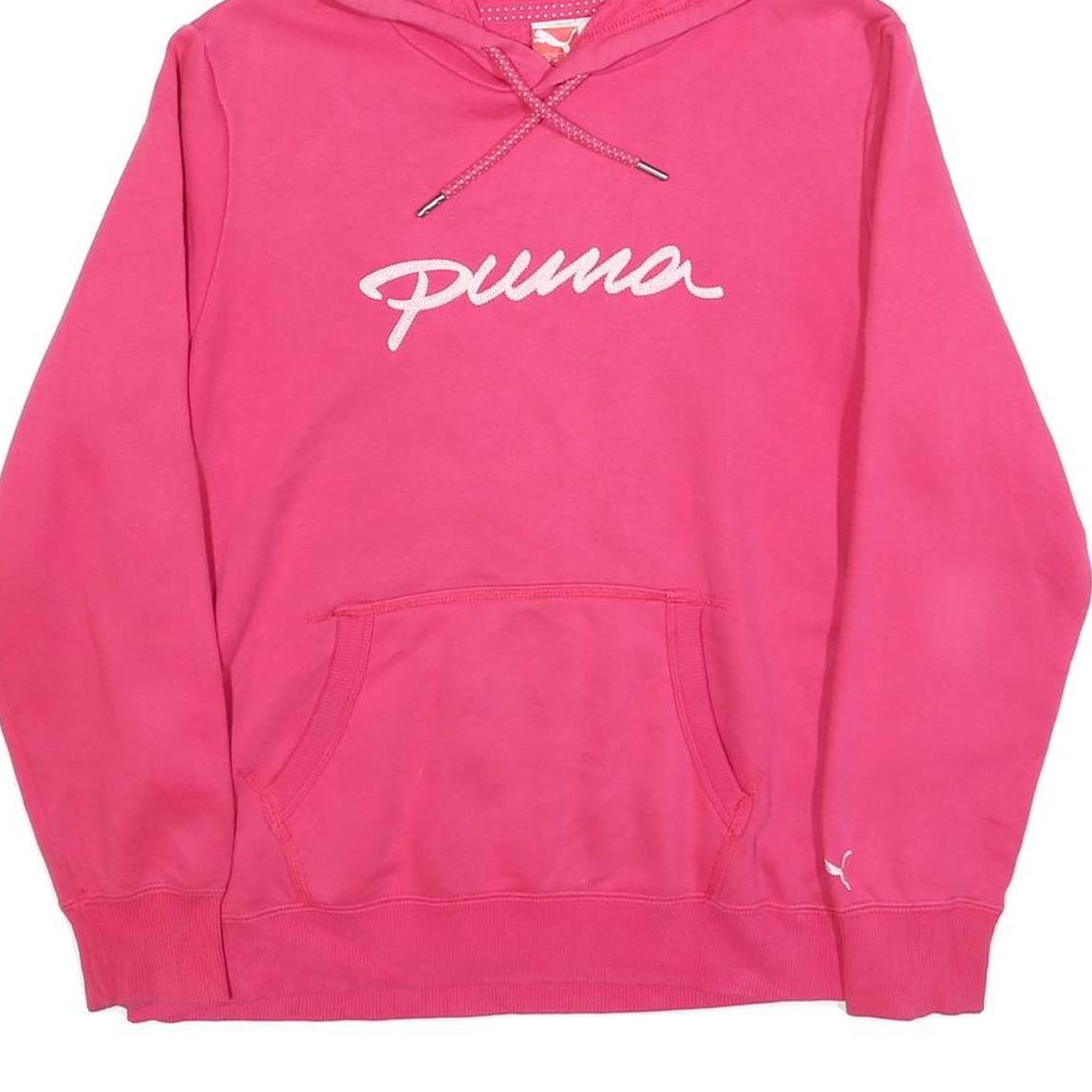 PUMA Womens Pink Hoodie UK 16 Cotton Blend Pullover Casual Sweatshirt